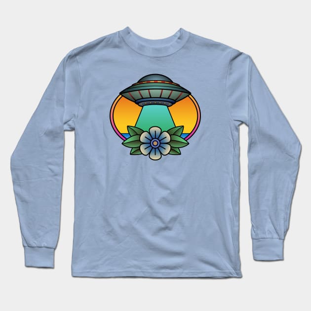 Tropical UFO tattoo Long Sleeve T-Shirt by The Local Sticker Shop